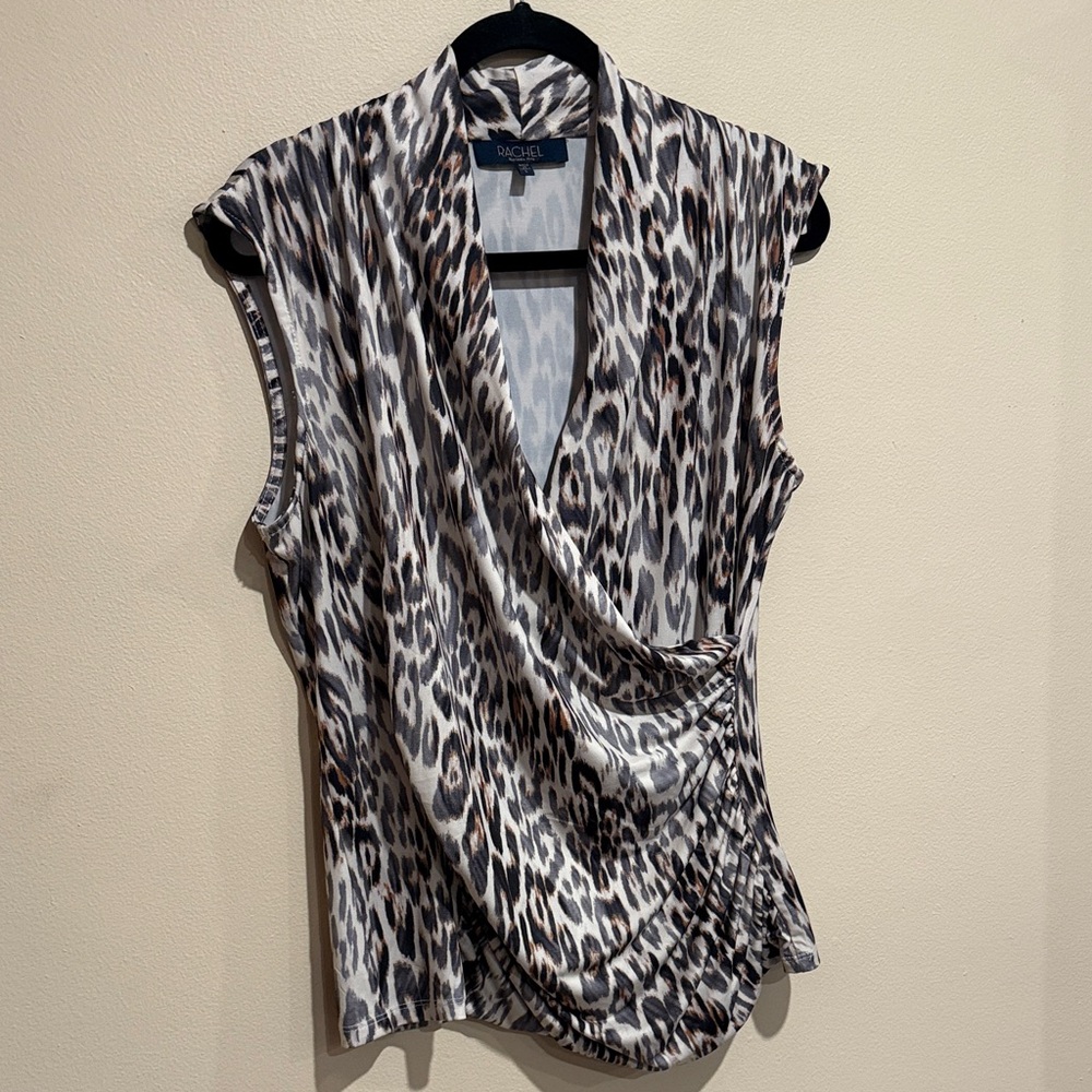 🧨Rachel Roy Leopard Print Women's Blouse Black & Brown Mobwife Casual Versatile - Picture 4 of 6